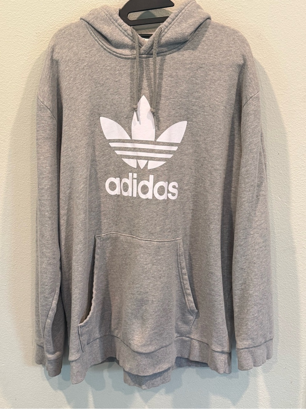 Adidas Originals Trefoil Hoodie Mens 2XL Gray Pullover Logo Sweatshirt Raglan